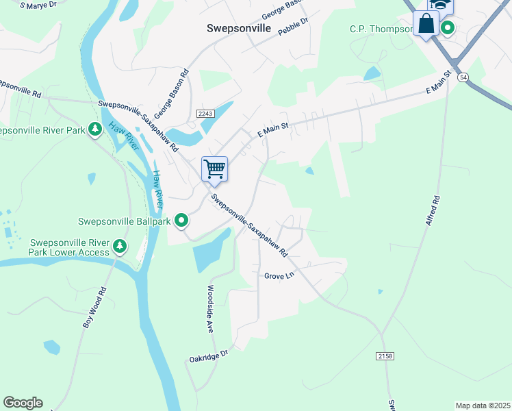 map of restaurants, bars, coffee shops, grocery stores, and more near 2925 Swepsonville Meth Ch Road in Graham