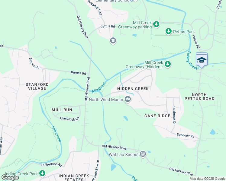 map of restaurants, bars, coffee shops, grocery stores, and more near 3051 Hidden Creek Drive in Nashville