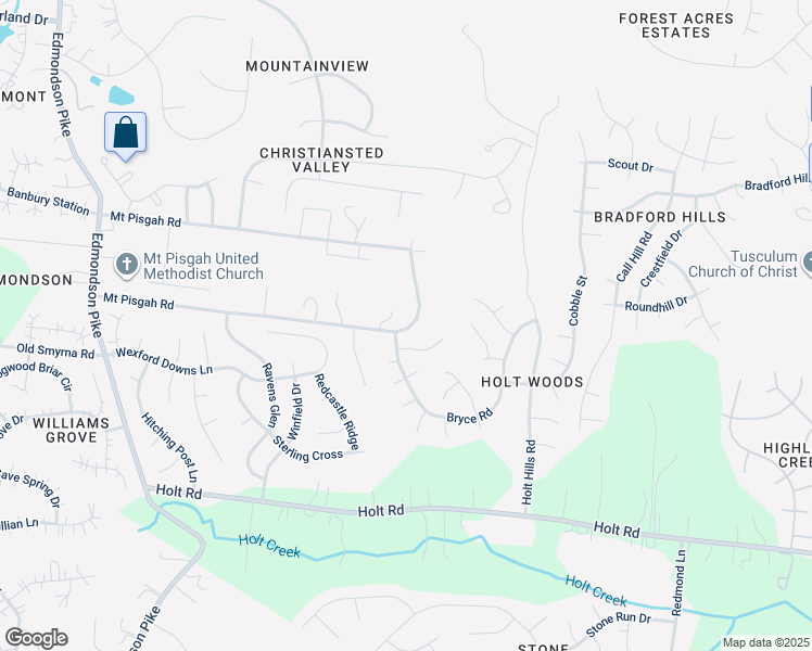 map of restaurants, bars, coffee shops, grocery stores, and more near 6131 Mount Pisgah Road in Nashville