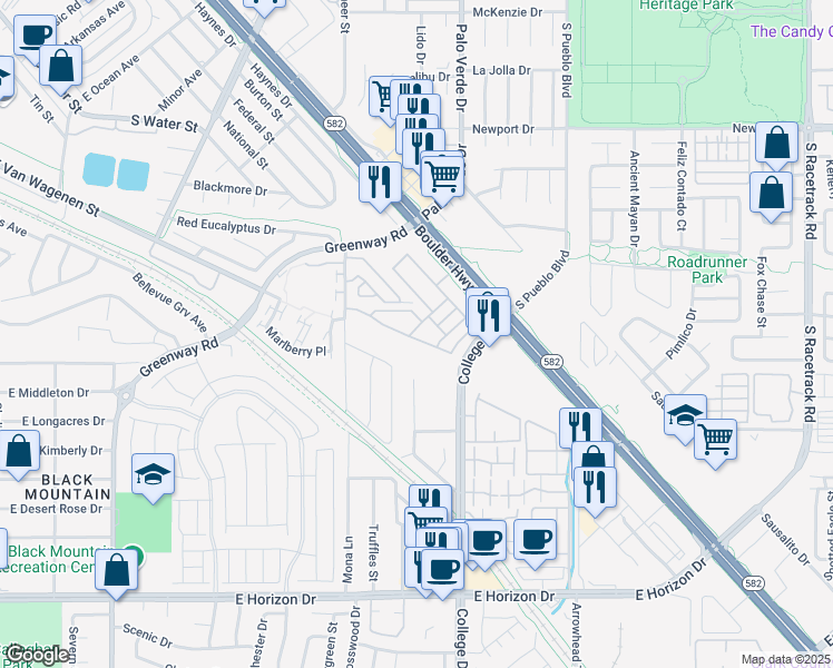 map of restaurants, bars, coffee shops, grocery stores, and more near 901 S Boulder Hwy in Henderson