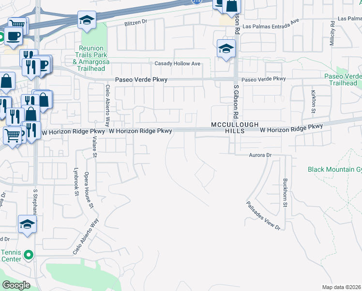 map of restaurants, bars, coffee shops, grocery stores, and more near 225 Palmetto Pointe Drive in Henderson