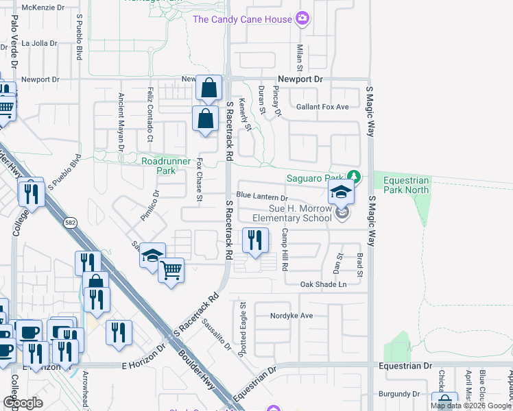map of restaurants, bars, coffee shops, grocery stores, and more near 1010 Beaver Crest Terrace in Henderson