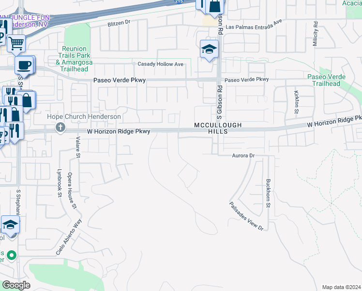 map of restaurants, bars, coffee shops, grocery stores, and more near 226 Pancho Via Drive in Henderson