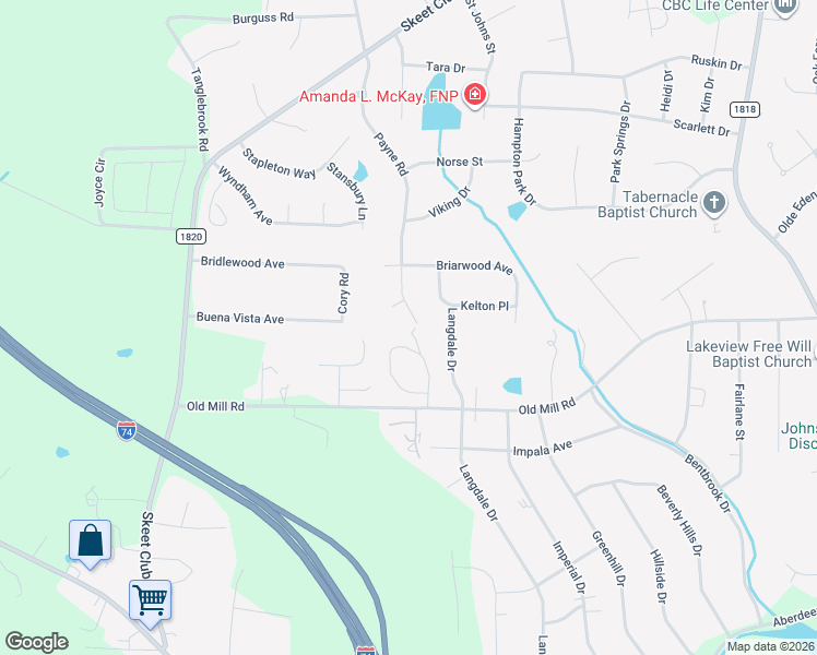 map of restaurants, bars, coffee shops, grocery stores, and more near 500 Payne Court in High Point