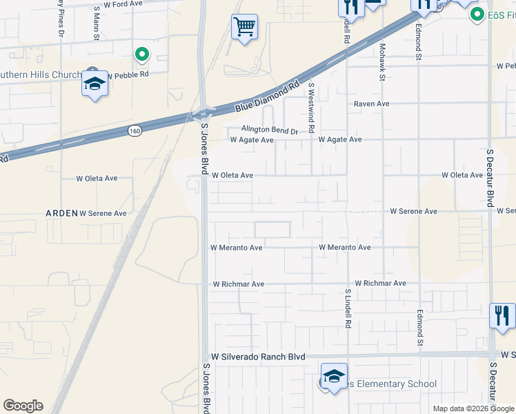 map of restaurants, bars, coffee shops, grocery stores, and more near 5889 Thistle Meadow Avenue in Las Vegas
