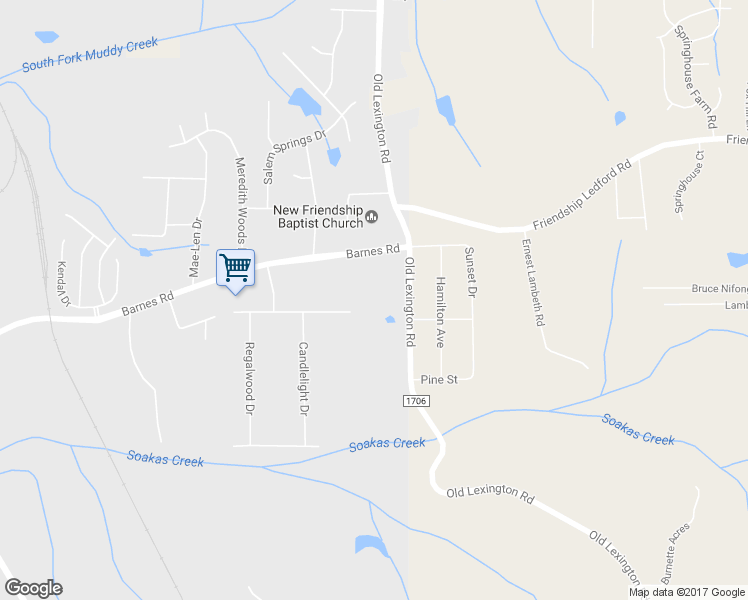 map of restaurants, bars, coffee shops, grocery stores, and more near 4340 Old Lexington Road in Winston-Salem