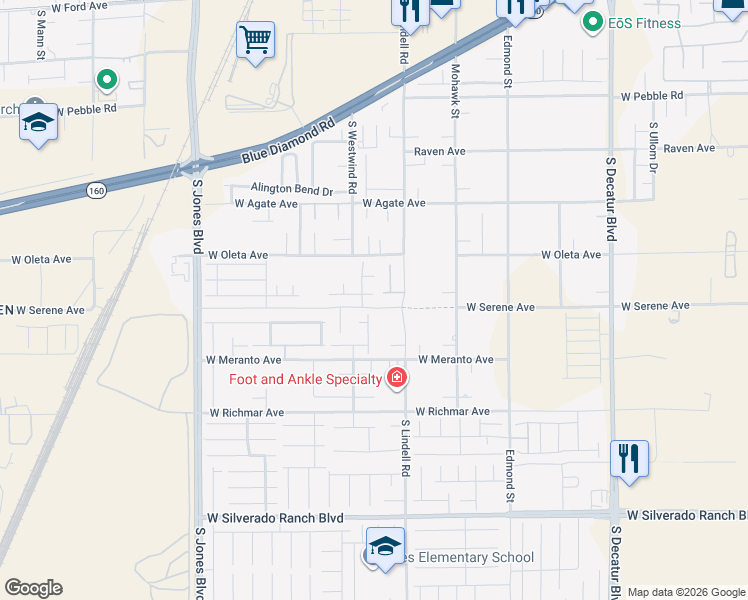 map of restaurants, bars, coffee shops, grocery stores, and more near 5595 Sage Lakes Avenue in Las Vegas