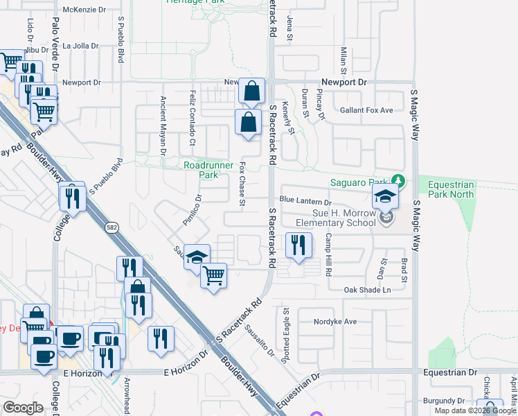 map of restaurants, bars, coffee shops, grocery stores, and more near 990 Broken Reed Court in Henderson