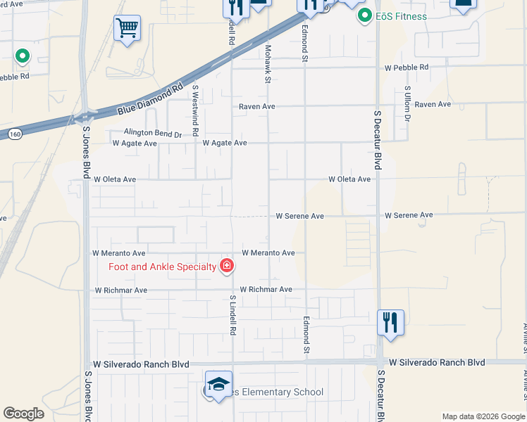 map of restaurants, bars, coffee shops, grocery stores, and more near 9285 Mohawk Street in Las Vegas
