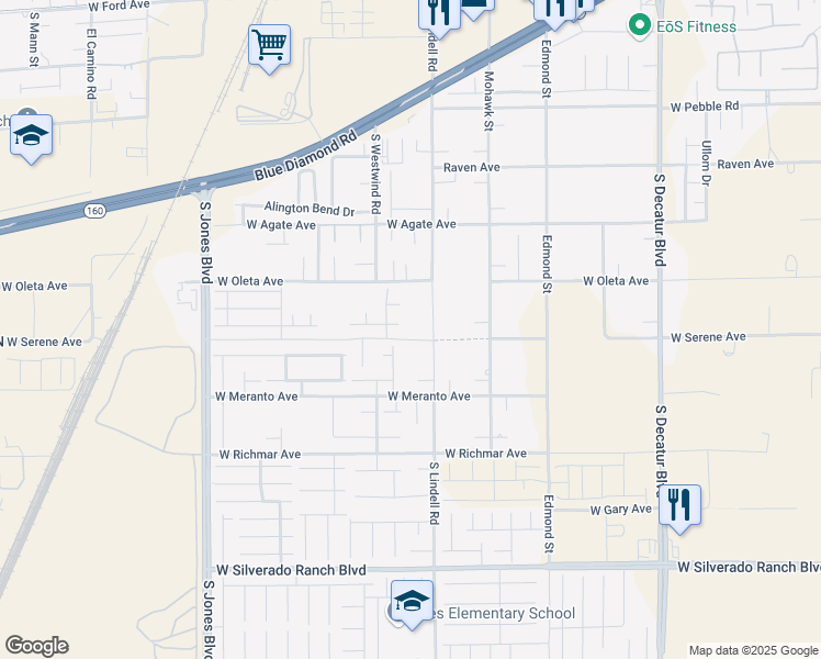 map of restaurants, bars, coffee shops, grocery stores, and more near 5569 Artex Avenue in Las Vegas
