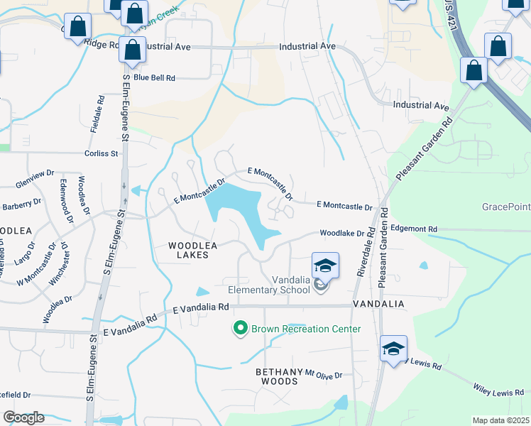 map of restaurants, bars, coffee shops, grocery stores, and more near 6 Treeble Court in Greensboro