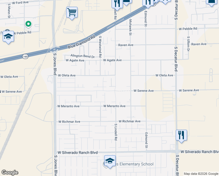 map of restaurants, bars, coffee shops, grocery stores, and more near 5569 Artex Avenue in Las Vegas
