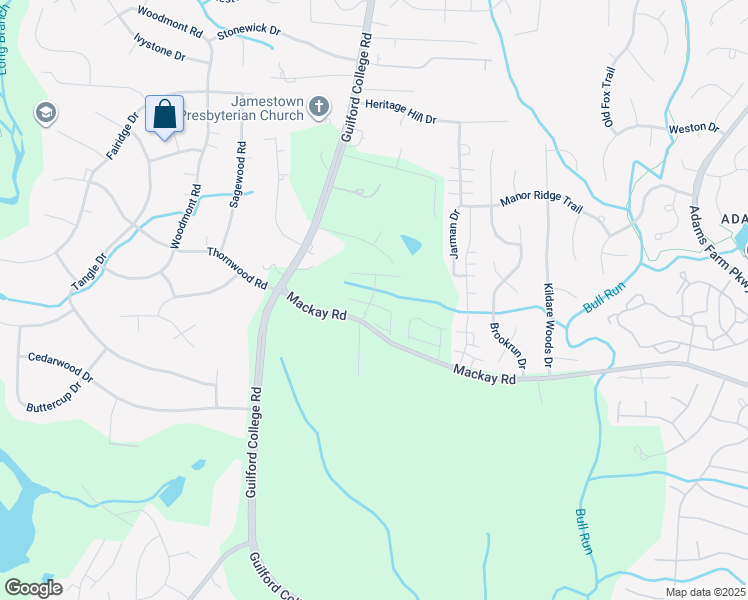 map of restaurants, bars, coffee shops, grocery stores, and more near 200 Jordan Crossing Ave in Jamestown
