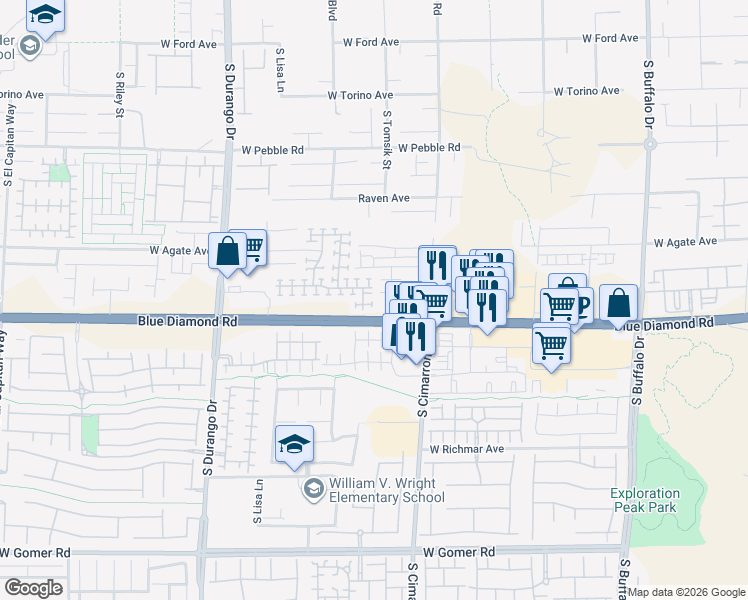 map of restaurants, bars, coffee shops, grocery stores, and more near 9208 Red Knoll Street in Las Vegas