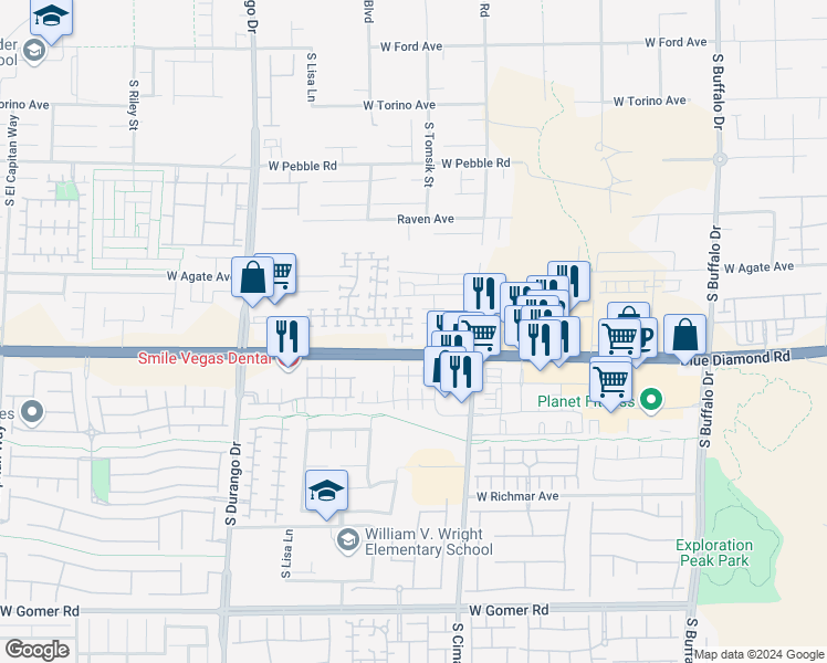 map of restaurants, bars, coffee shops, grocery stores, and more near 9208 Red Knoll Street in Las Vegas