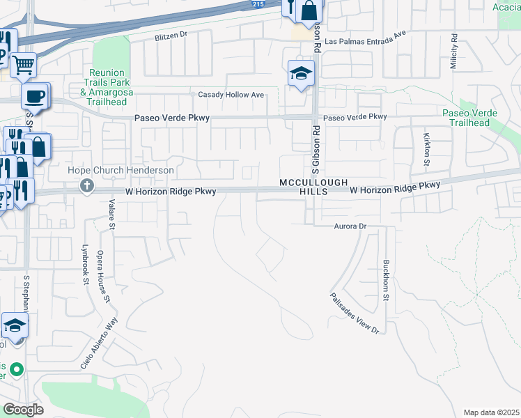 map of restaurants, bars, coffee shops, grocery stores, and more near 222 Pancho Via Drive in Henderson