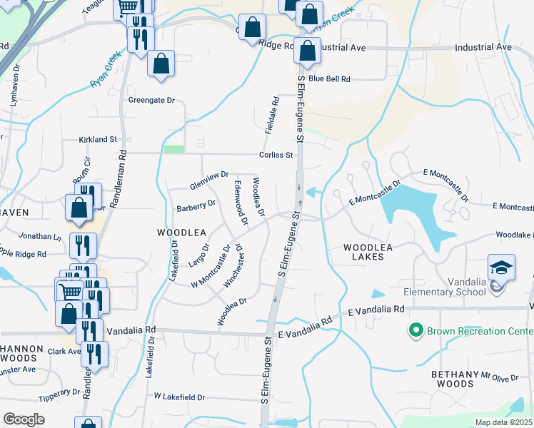map of restaurants, bars, coffee shops, grocery stores, and more near 200 West Montcastle Drive in Greensboro