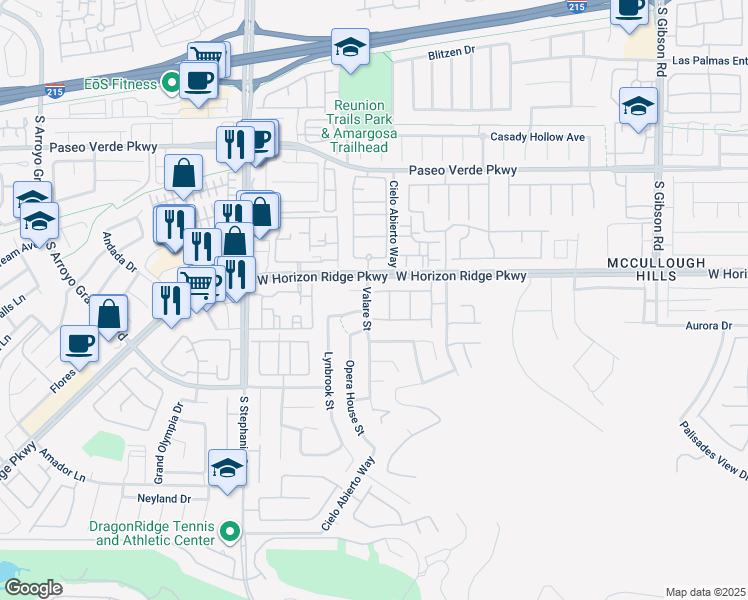 map of restaurants, bars, coffee shops, grocery stores, and more near 1303 Laurel Wreath Court in Henderson