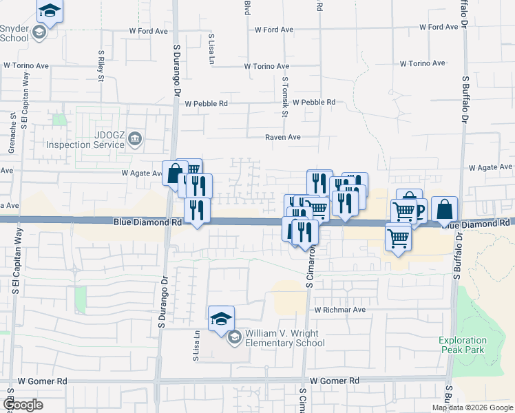 map of restaurants, bars, coffee shops, grocery stores, and more near 8331 Lower Trailhead Avenue in Las Vegas