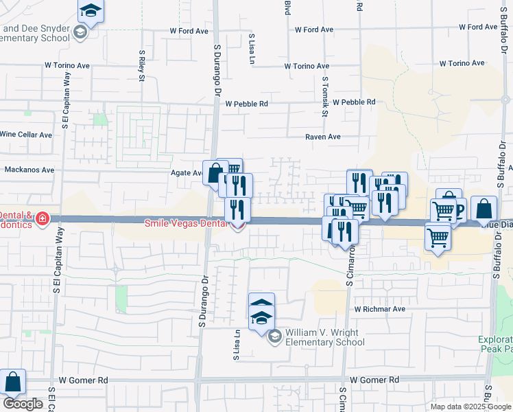 map of restaurants, bars, coffee shops, grocery stores, and more near 8419 Lower Trailhead Avenue in Las Vegas