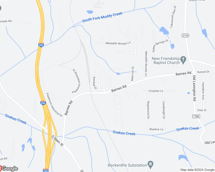 map of restaurants, bars, coffee shops, grocery stores, and more near 4295 Kendall Farms Way in Winston-Salem