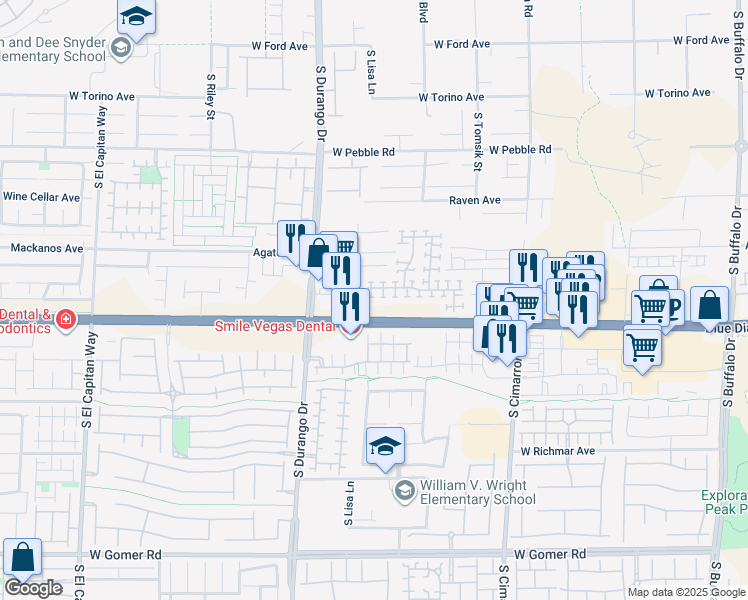 map of restaurants, bars, coffee shops, grocery stores, and more near 8419 Lower Trailhead Avenue in Las Vegas