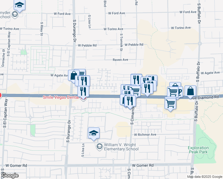 map of restaurants, bars, coffee shops, grocery stores, and more near 8331 Lower Trailhead Avenue in Las Vegas
