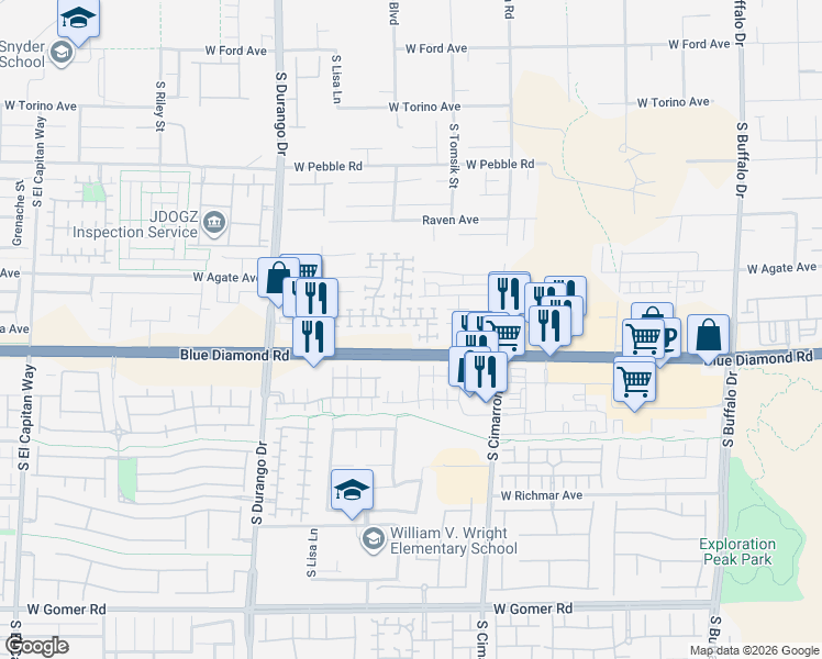 map of restaurants, bars, coffee shops, grocery stores, and more near 8331 Lower Trailhead Avenue in Las Vegas