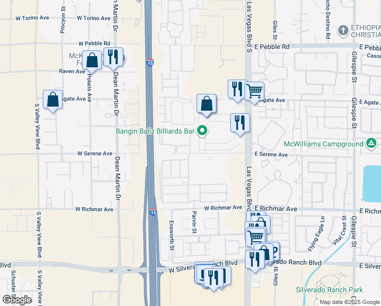 map of restaurants, bars, coffee shops, grocery stores, and more near 62 West Serene Avenue in Las Vegas