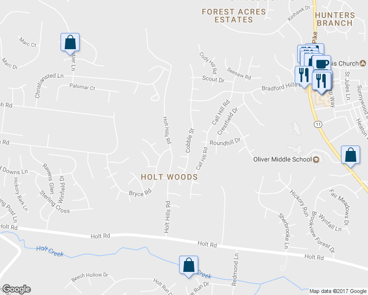 map of restaurants, bars, coffee shops, grocery stores, and more near 3466 Cobble Street in Nashville