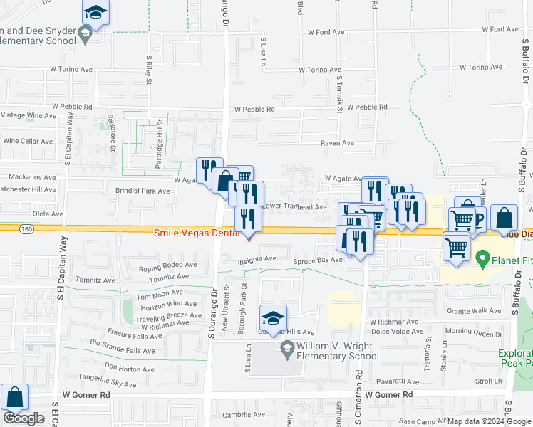 map of restaurants, bars, coffee shops, grocery stores, and more near 8419 Lower Trailhead Avenue in Las Vegas