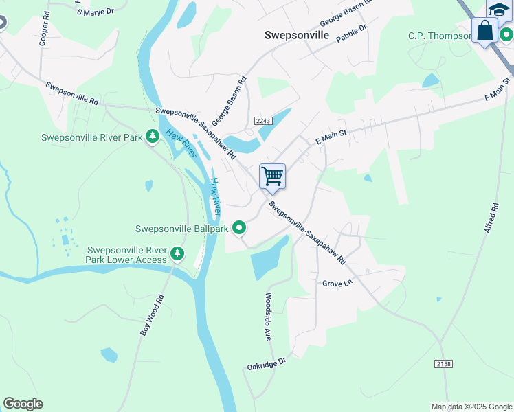 map of restaurants, bars, coffee shops, grocery stores, and more near in Swepsonville