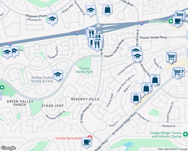 map of restaurants, bars, coffee shops, grocery stores, and more near 1841 Stablegate Avenue in Henderson