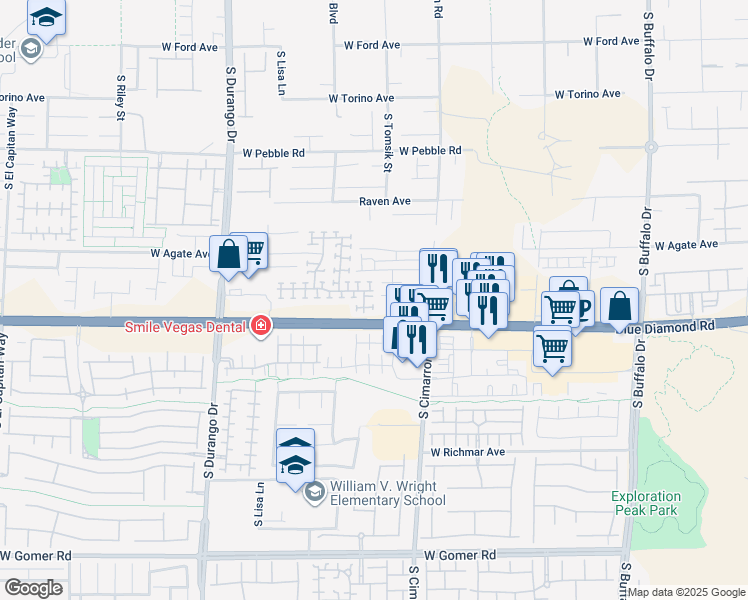 map of restaurants, bars, coffee shops, grocery stores, and more near 9188 Red Knoll Street in Las Vegas