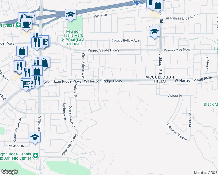 map of restaurants, bars, coffee shops, grocery stores, and more near 191 Viento Sky Street in Henderson