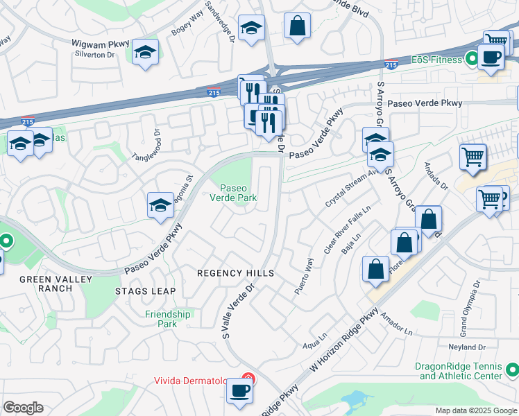 map of restaurants, bars, coffee shops, grocery stores, and more near 1841 Stablegate Avenue in Henderson