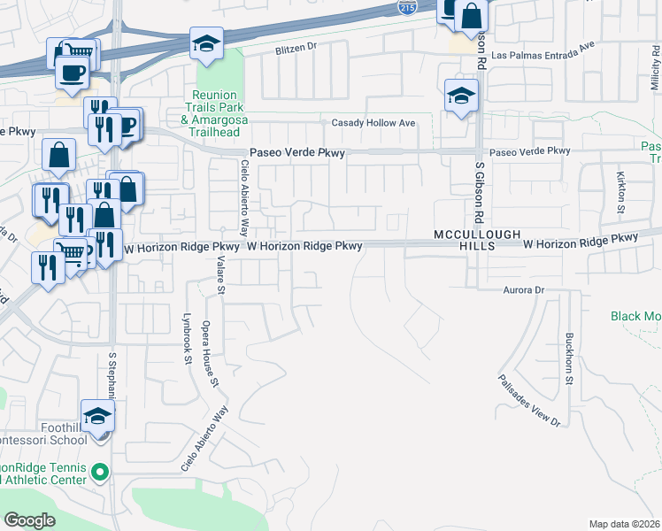 map of restaurants, bars, coffee shops, grocery stores, and more near 1155 Viento View Avenue in Henderson