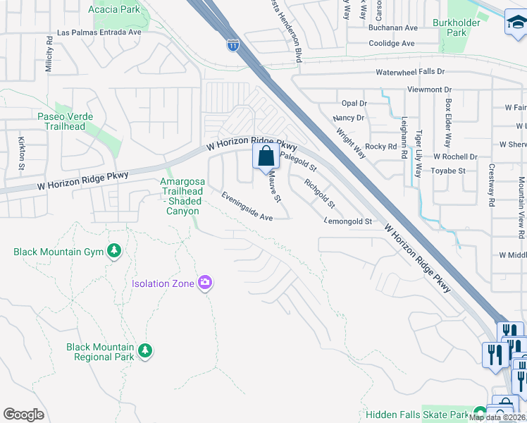 map of restaurants, bars, coffee shops, grocery stores, and more near 380 Eveningside Avenue in Henderson