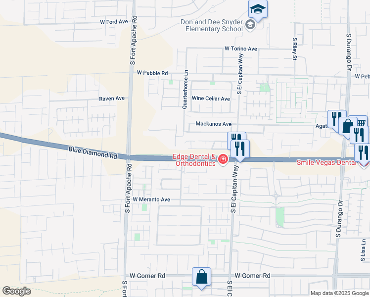 map of restaurants, bars, coffee shops, grocery stores, and more near 9180 Oleta Avenue in Las Vegas