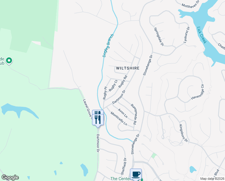 map of restaurants, bars, coffee shops, grocery stores, and more near 136 Rugby Court in Crossville
