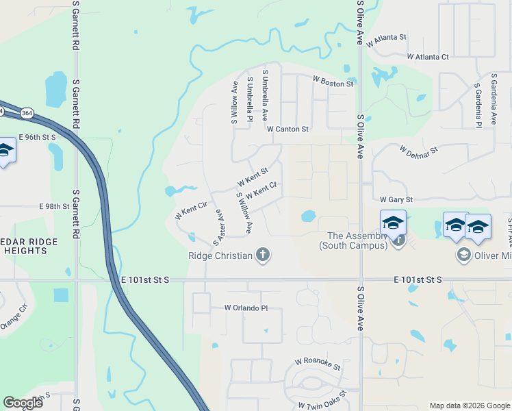 map of restaurants, bars, coffee shops, grocery stores, and more near 4204 West Laredo Street in Broken Arrow