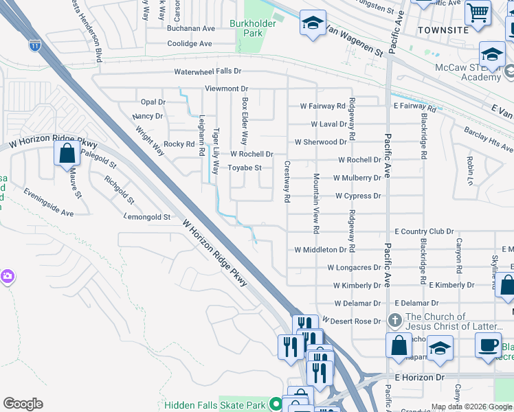 map of restaurants, bars, coffee shops, grocery stores, and more near 337 W Chesapeake Way in Henderson