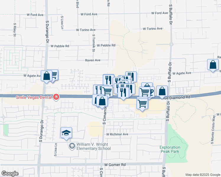 map of restaurants, bars, coffee shops, grocery stores, and more near 8179 Glade Crossing Avenue in Las Vegas