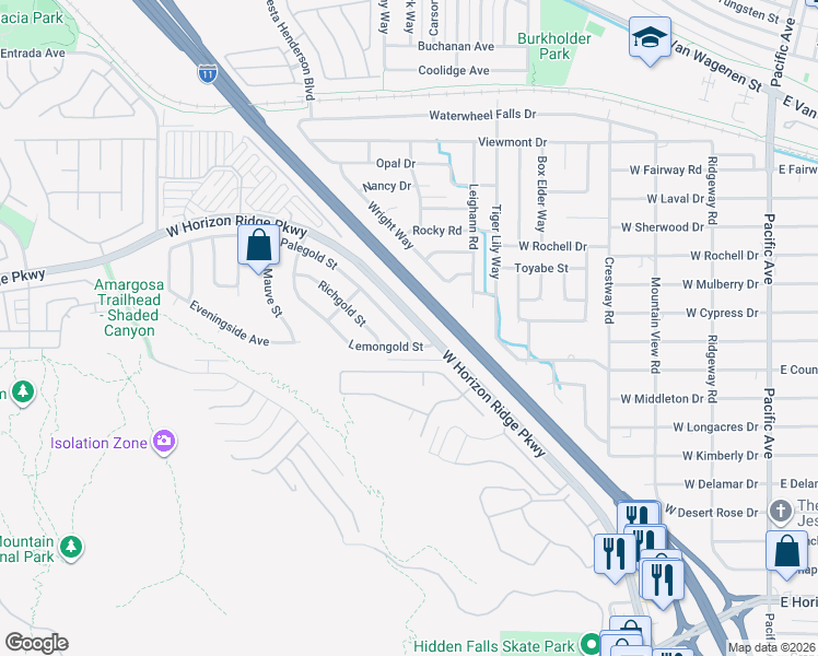 map of restaurants, bars, coffee shops, grocery stores, and more near 406 Palegold Street in Henderson