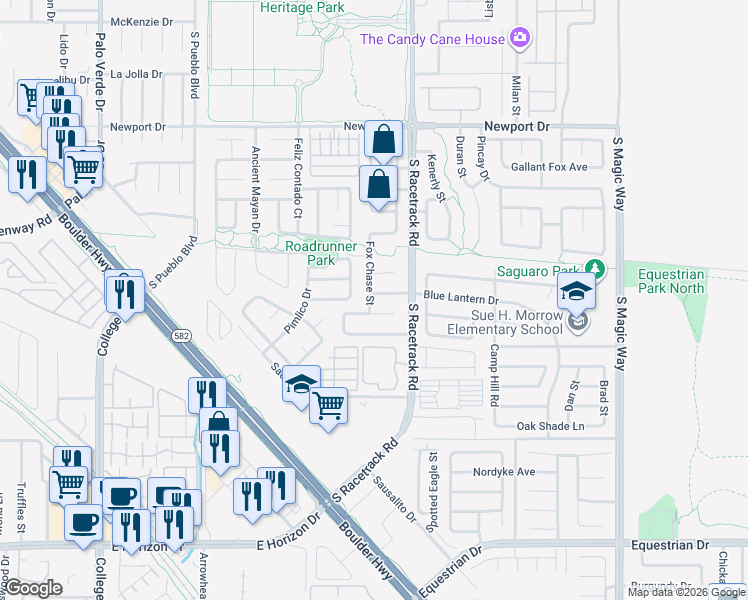 map of restaurants, bars, coffee shops, grocery stores, and more near 990 Broken Reed Court in Henderson