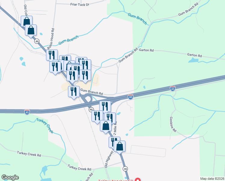 map of restaurants, bars, coffee shops, grocery stores, and more near 205 County Highway 1843 in Dickson