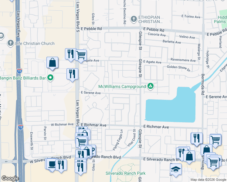 map of restaurants, bars, coffee shops, grocery stores, and more near 119 Twin Towers Avenue in Las Vegas