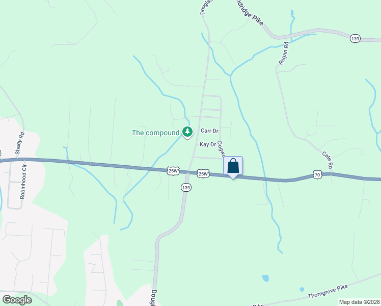 map of restaurants, bars, coffee shops, grocery stores, and more near 4715 Douglas Dam Rd in Strawberry Plains