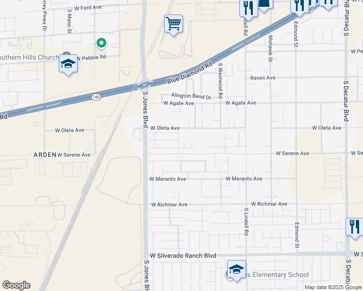 map of restaurants, bars, coffee shops, grocery stores, and more near 9265 Briggs Hill Court in Las Vegas