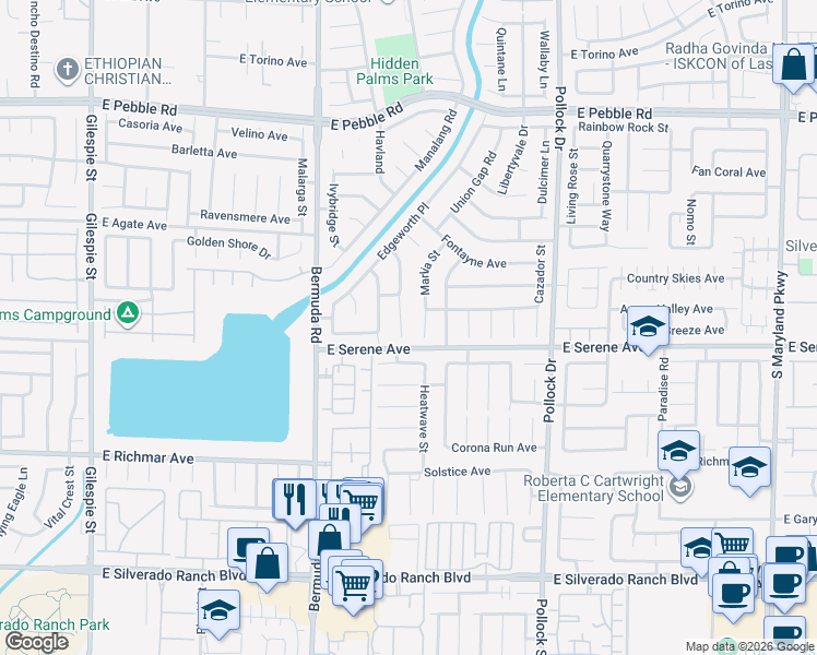 map of restaurants, bars, coffee shops, grocery stores, and more near 9264 Branford Hills Street in Las Vegas